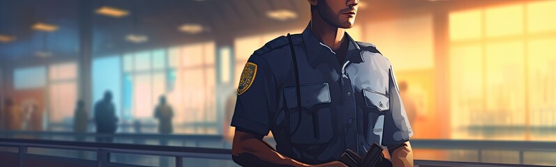 Obraz premium Immigration officer concept banner 