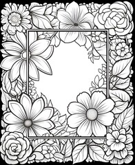 Black and white mono frame with flowers.