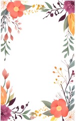 Frame with colorful flowers on a light background.
