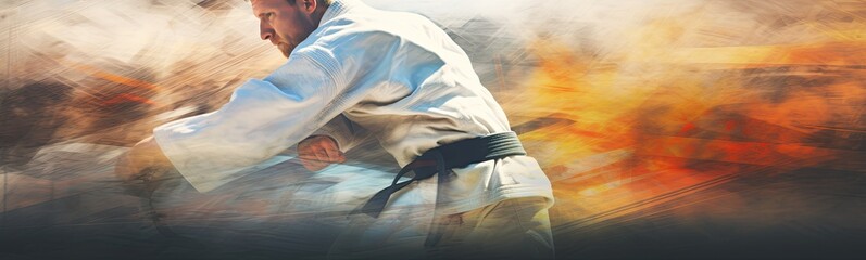 Judo sport banner	