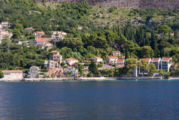Mlini, Croatia - August 09, 2023: View of Mlini in Croatia from the sea
