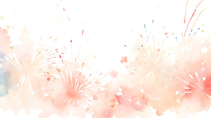 fireworks in the sky in watercolor style with drops, isolated on a white background.  - obrazy, fototapety, plakaty