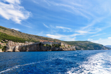 Fototapeta na wymiar Dubrovnik, Croatia - August 03,2023: View of Dubrovnik from the sea