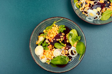 Dietary salad with beets and lentils