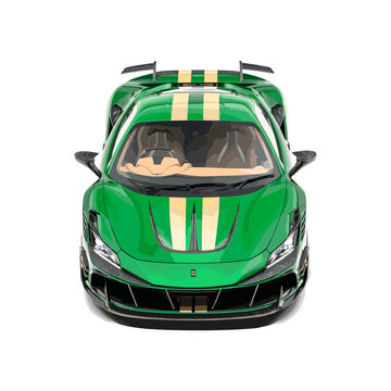 recommend clip art: Ferrari sport car icon. Green Ferrari Mansory F8XX auto icon. Top front view of racing auto. Isolated sport car view. Editorial green sport car Ferrari Mansory F8XX. Vector icon