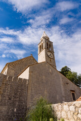 Lopud, Croatia - August 09, 2023: Church Holy Mary of Spilice, Lopud, Elaphiti Islands, Croatia