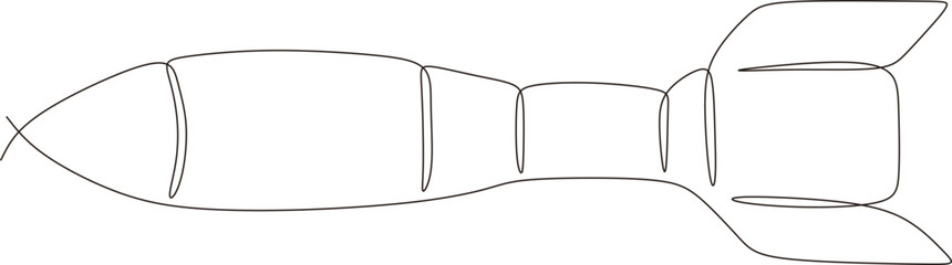 Continuous line vector illustration of a missile.