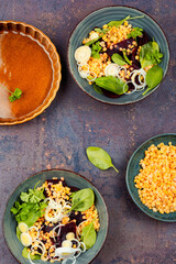 Vegan lentil salad in the plate.