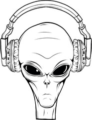 Vector outline alien head vector illustration design
