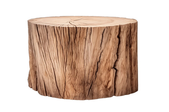 Rustic Grandeur: Presenting with Style on a Tree Trunk Wood Podium isolated on transparent background