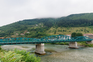 Foča, Bosnia and Herzegovina - August 01, 2023: Bridge 9.maj on the river Drina near the town of Foča