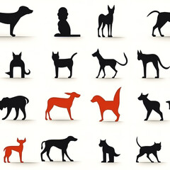 Dogs isolated on white, cartoon repeat pattern