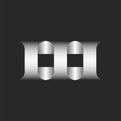 Roman number three logo 3d stripe shapes, grey gradient emblem for business card, creative tech design element.