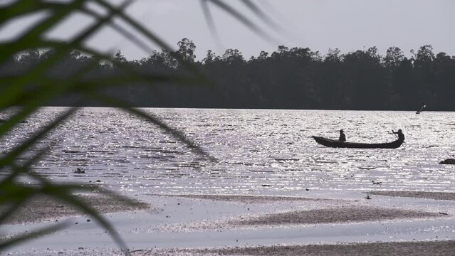 Boat with a fisherman off the coast of Cameroon