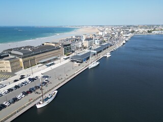Saint  Marlo port and marina France drone , aerial , view from air