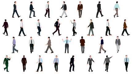 Set of business people or businessman. Collection of handsome male characters different gesture, body posture. Vector realistic illustration isolated on white background.
