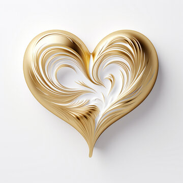a heart shaped gold paint on white background