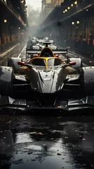 Fototapeten Modern Racing Car in Formula 1 Racetrack Blurry Background © AI Lounge