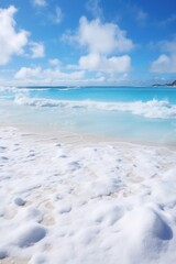 Winter landscape concept. Panorama of hawaiian beaches covered with snow.