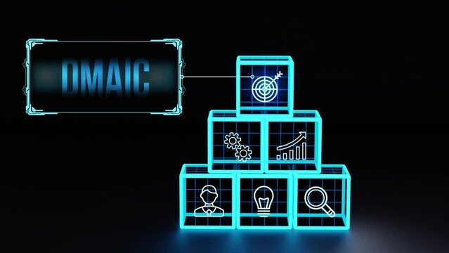 DMAIC, Six Sigma. Define, Measure, Analyse, Improve, Control. Standard quality control and lean manufacturing concept.