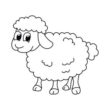 recommend clip art: Funny sheep cartoon for coloring book.