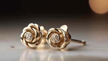 designer golden earring jewel with diamond photography
