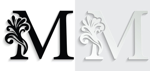 letter M. flower letters. Vintage ornament initial Alphabet. Logo vector	
 - obrazy, fototapety, plakaty