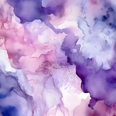 Trendy ethereal light blue, pink and purple alcohol ink abstract background. Bright liquid watercolor paint splash texture effect illustration for card design, banners, modern
