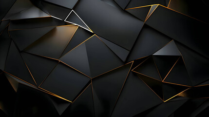 Modern geometric wallpaper black and gold background 3d illustration as abstract background wallpaper. - obrazy, fototapety, plakaty