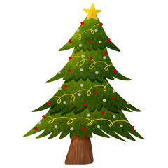 Christmas Tree Watercolor Clipart