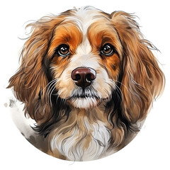 watercolor Cavapoo clipart, Generative Ai