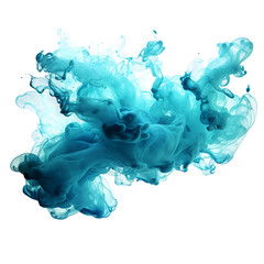 Turquoise ink paint cloud in water isolated Transparent Background PNG - obrazy, fototapety, plakaty