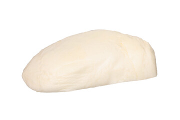 One slice of mozzarella cheese isolated on white