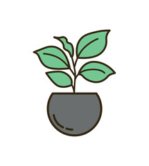 Home plant of set in flat cartoon design. Home plant in a colorful cartoon style, outlined in bold black strokes, bringing a touch of whimsy to indoor greenery. Vector illustration.