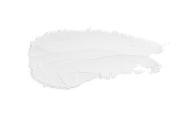 Rice loose face powder isolated on white, top view. Makeup product