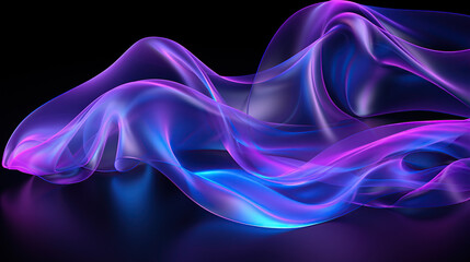 Abstract background with blue and purple wavy silk or satin. 