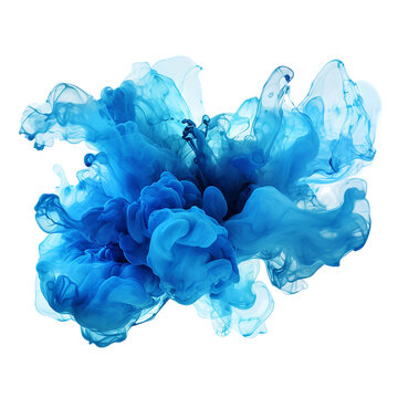 Sapphire ink paint cloud in water isolated transparent Background PNG