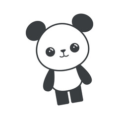 Kawaii element of set in black line design. The world of kawaii art is in this delightful bear character, accented by a black outline that adds to her irresistible charm. Vector illustration.