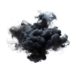 Black ink paint cloud in water isolated transparent Background PNG