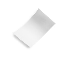 Piece of thermal paper for receipt isolated on white, top view
