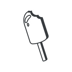 Kawaii element of set in black line design. Whimsical world of kawaii in this endearing ice cream illustration, is highlighted by a charming black outline. Vector illustration.