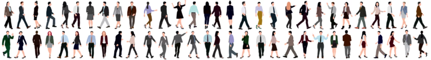 Foto op Canvas Set of business people walking and standing. Collection of businessman and woman.  Men and women in full length. Inclusive business concept. Vector illustration isolated on white background. © LazyArtist