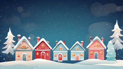 Fototapeta na wymiar abstract christmas houses in winter with copy space digital art