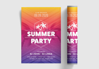 Summer Party Flyer, Invitation Card or Template Layout with Venue Details.