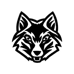 Wolf Face Logo - black and white, minimalist, simple