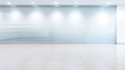 Modern office interior of business center with glass wall and empty space for branding or...