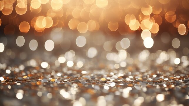 Abstract shiny gold and silver sequins defocused background