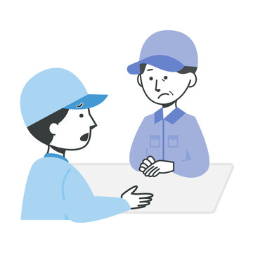 上司に相談する作業員の男性