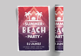 Summer Beach Party Flyer, Invitation Card for Publishing.