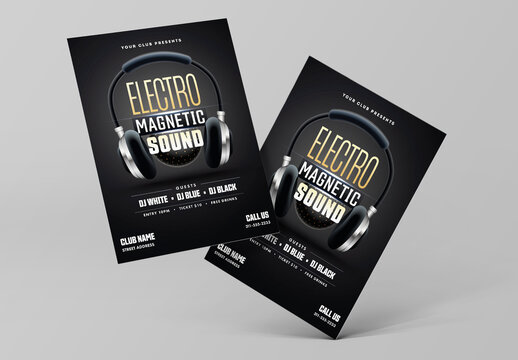 Glamour Sensation Night Party Flyer Layout with Red Brush Stroke Effect.